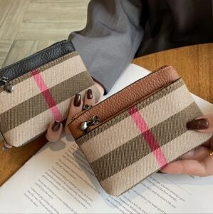 Luxury Designer Vegan Brown Small/Mini Zipper Wallet/Wristlet Coin/Change Bag